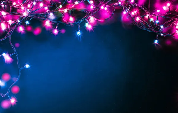 サイバーパンクピンクネオンクリスマスライト背景 — ストック写真