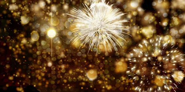 Bokeh Fireworks Festive Holiday Christmas New Year Background — 图库照片