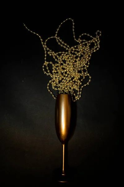 Abstract Golden Champagne Glass New Year Background — Stockfoto