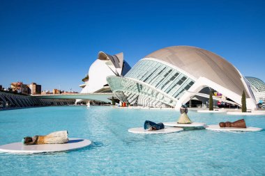 VALENCIA , SPAIN - DECEMBER 6, 2021: The city of the Arts and Sciences, Ciudad de las Artes y las Ciencias on a sunny day in Valencia, Spain.