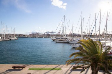 VALENCIA , SPAIN - DECEMBER 6, 2021: Yachts and boats in Valencia marina