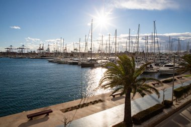VALENCIA , SPAIN - DECEMBER 6, 2021: Yachts and boats in Valencia marina