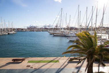 VALENCIA , SPAIN - DECEMBER 6, 2021: Yachts and boats in Valencia marina