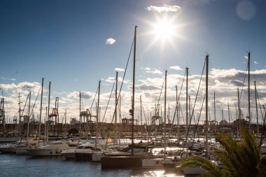 VALENCIA , SPAIN - DECEMBER 6, 2021: Yachts and boats in Valencia marina