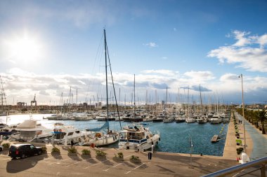 VALENCIA , SPAIN - DECEMBER 6, 2021: Yachts and boats in Valencia marina