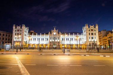 VALENCIA , SPAIN - DECEMBER 6, 2021: north Station most important train station in Valencia rail transport Estacion del Norte Spain