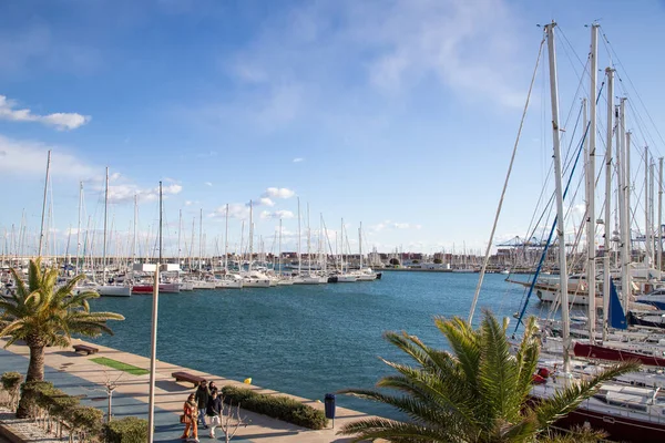 VALENCIA , SPAIN - DECEMBER 6, 2021: Yachts and boats in Valencia marina