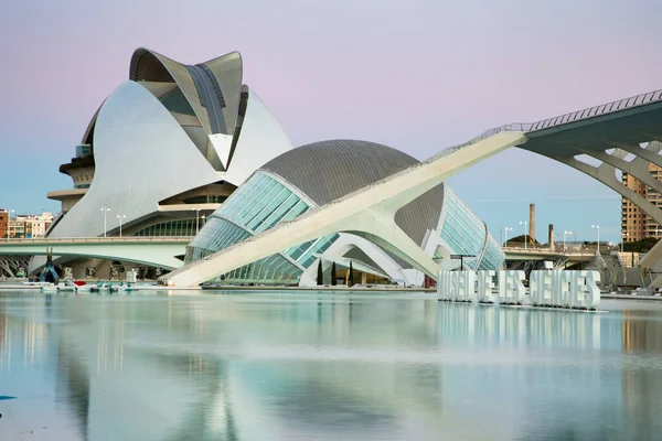VALENCIA , SPAIN - DECEMBER 6, 2021: The city of the Arts and Sciences, Ciudad de las Artes y las Ciencias at sunset in Valencia, Spain.