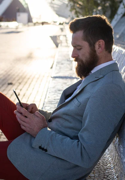 Handsome Businessman Phone City — Stock Photo, Image