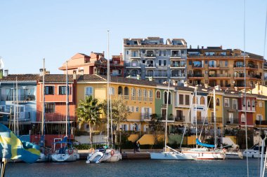 VALENCIA , SPAIN - DECEMBER 8, 2021: traditional buildings of Port Saplaya  the Little Venice near Valencia  Spain