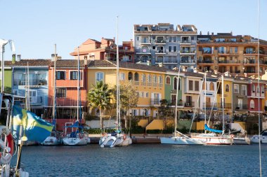 VALENCIA , SPAIN - DECEMBER 8, 2021: traditional buildings of Port Saplaya  the Little Venice near Valencia  Spain