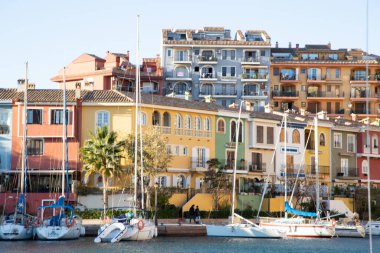 VALENCIA , SPAIN - DECEMBER 8, 2021: traditional buildings of Port Saplaya  the Little Venice near Valencia  Spain