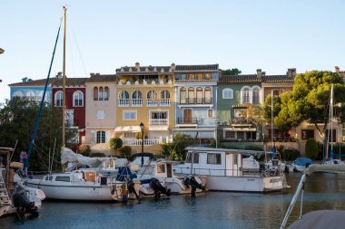 VALENCIA , SPAIN - DECEMBER 8, 2021: traditional buildings of Port Saplaya  the Little Venice near Valencia  Spain