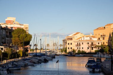 VALENCIA , SPAIN - DECEMBER 8, 2021: traditional buildings of Port Saplaya  the Little Venice near Valencia  Spain