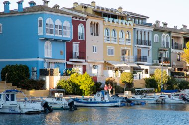 VALENCIA , SPAIN - DECEMBER 8, 2021: traditional buildings of Port Saplaya  the Little Venice near Valencia  Spain