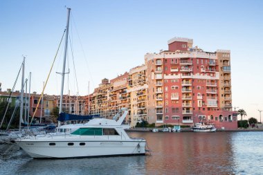 VALENCIA , SPAIN - DECEMBER 8, 2021: traditional buildings of Port Saplaya  the Little Venice near Valencia  Spain