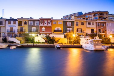 VALENCIA , SPAIN - DECEMBER 8, 2021: traditional buildings of Port Saplaya  the Little Venice near Valencia  Spain