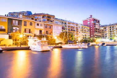 VALENCIA , SPAIN - DECEMBER 8, 2021: traditional buildings of Port Saplaya  the Little Venice near Valencia  Spain