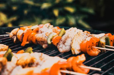 barbecue with fresh vegetables summer