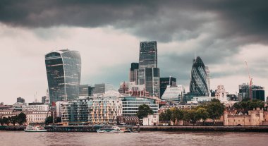 view over the city of London with modern skyscrapers