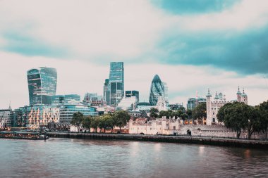 view over the city of London with modern skyscrapers