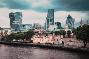 view over the city of London with modern skyscrapers