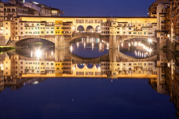 Geweldige Zonsondergang Boven Ponte Vecchio Florence Italië — Stockfoto