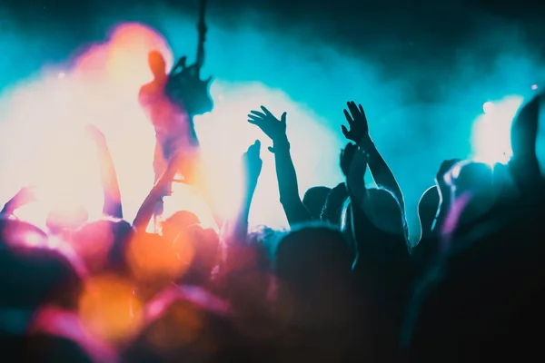 Multidão Com Mãos Levantadas Concerto Festival Música Verão — Fotografia de Stock