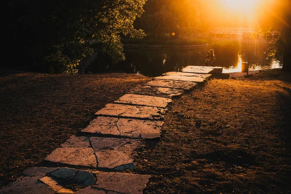 Gränd Parken Vid Solnedgången — Stockfoto