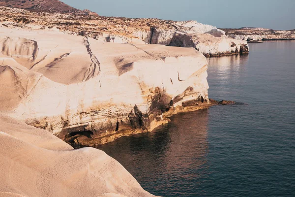 Vita Kritklippor Sarakiniko Milos Island Kykladerna Grekland — Stockfoto