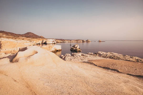 Білі Крейдяні Скель Sarakiniko Острів Мілос Кіклади Греція — стокове фото