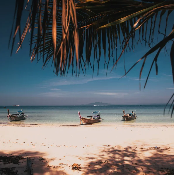 Thailand Ocean Landscape Exotic Beach View Traditional Ship — Stock Photo, Image