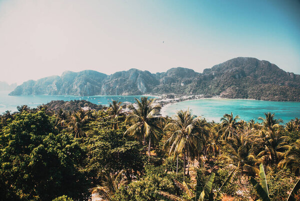 tavel vacation background - Tropical island with resorts - Phi-Phi island, Krabi Province, Thailand