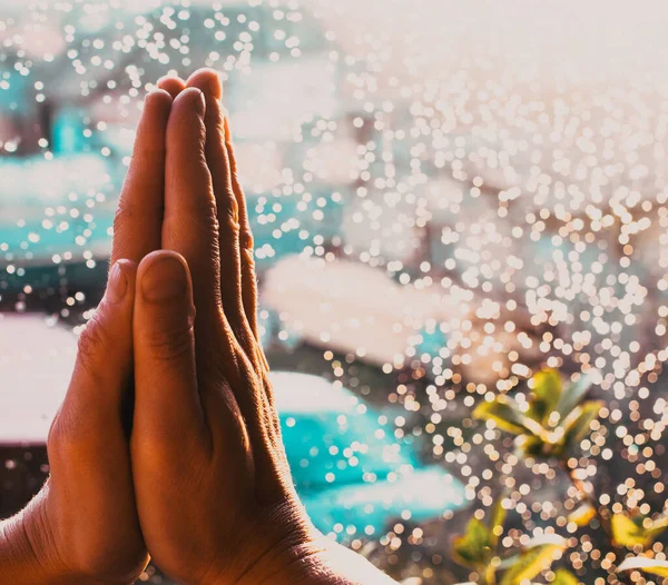 Hands Prayer Pose Namaskar — Stock Photo, Image