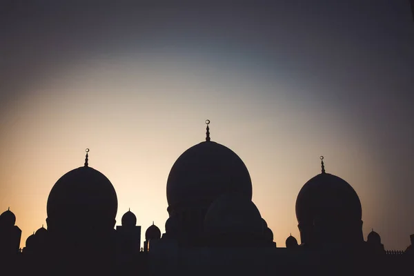 Siluet Masjid Malam Hari Ramadan Dan Latar Belakang Idul Fitri — Stok Foto