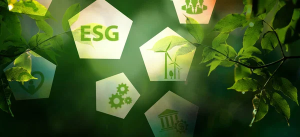 Esg Concepto Sobre Fondo Verde Gobernanza Social Ambiental — Foto de Stock