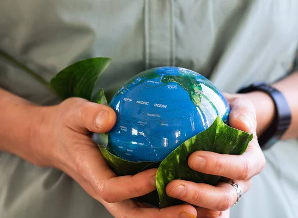 Mão Segurando Globo Ambiente Esg Conceito — Fotografia de Stock