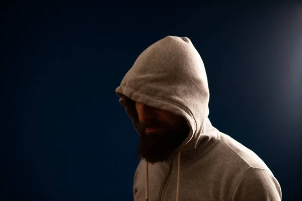 Man Hood Dark Background Depression Hacker — ストック写真