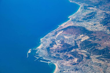 Batı Afrika kıyı şeridi üzerinde hava manzarası