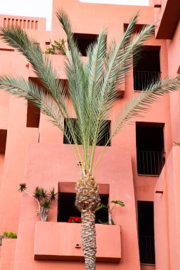 ABAMA, TENERIFE - 01 Haziran 2022: Ritz Carlton Tenerife 'nin pembe binaları