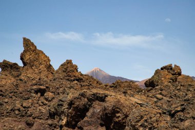 El Teide Ulusal Parkı 'ndaki kayalık arazi Tenerife Kanarya Adaları