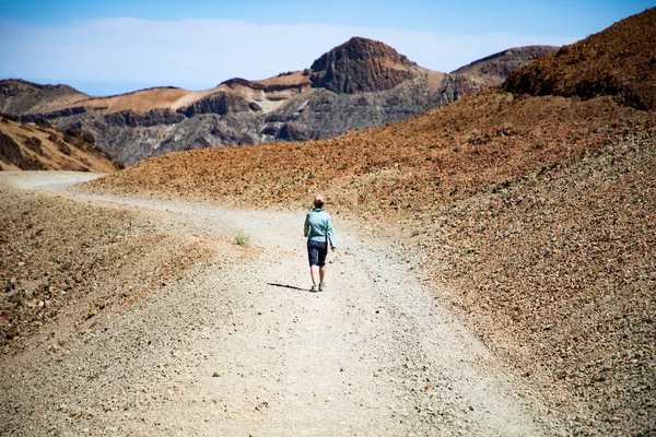 Woman Hiking Teide National Park Tenerife — ストック写真