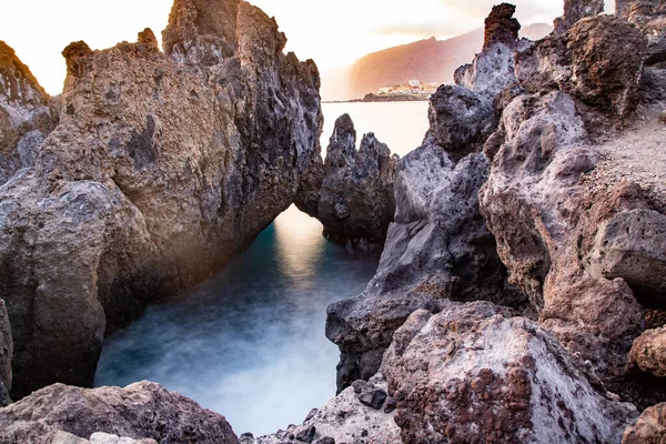 Rock Formations Ocean Sunset Tenerife — 스톡 사진