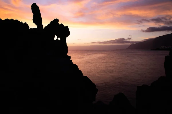 Rock Formations Ocean Sunset Tenerife — 스톡 사진
