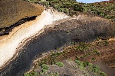 El Teide Ulusal Parkı 'ndaki soyut lav oluşumları Tenerife Kanarya Adaları