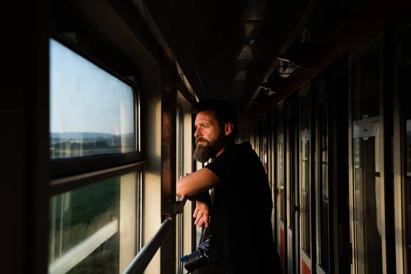 Person Travelling Train Slow Travel Concept — Stock fotografie