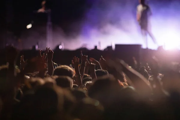Crowd Partying Stage Lights Live Concert Summer Music Festival — Φωτογραφία Αρχείου
