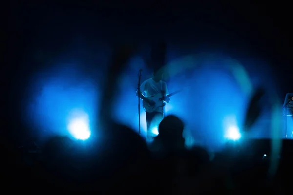 Singer Silhouette Stage Lights Live Concert — ストック写真
