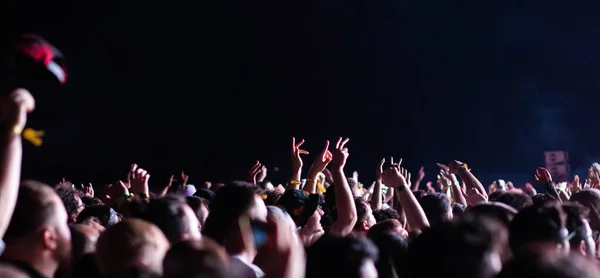 Menge Feiert Bühnenbeleuchtung Live Konzert Sommer Musikfestival — Stockfoto