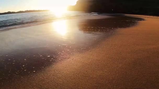 Waves Sandy Beach Sunset Videoclip